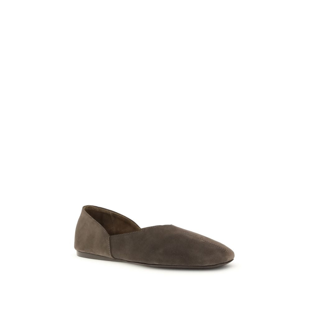 Khaite Brown Calf Leather Bos Taurus Ballet Flats Khaite