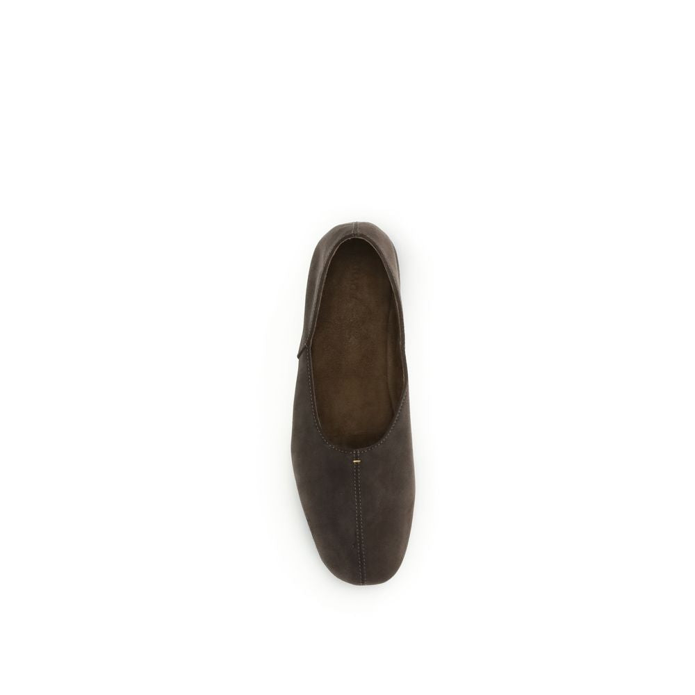 Khaite Brown Calf Leather Bos Taurus Ballet Flats Khaite