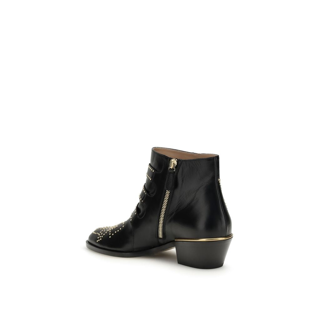 Chloé Black Calf Leather Bos Taurus Lace-Up Boots Chloé