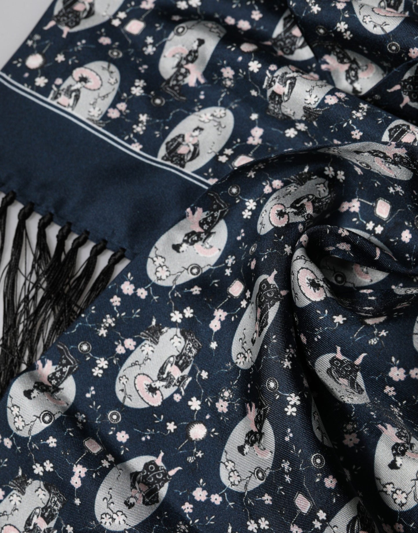 Dolce & Gabbana Navy Blue Silk Neck Wrap Shawl Men Scarf Dolce & Gabbana
