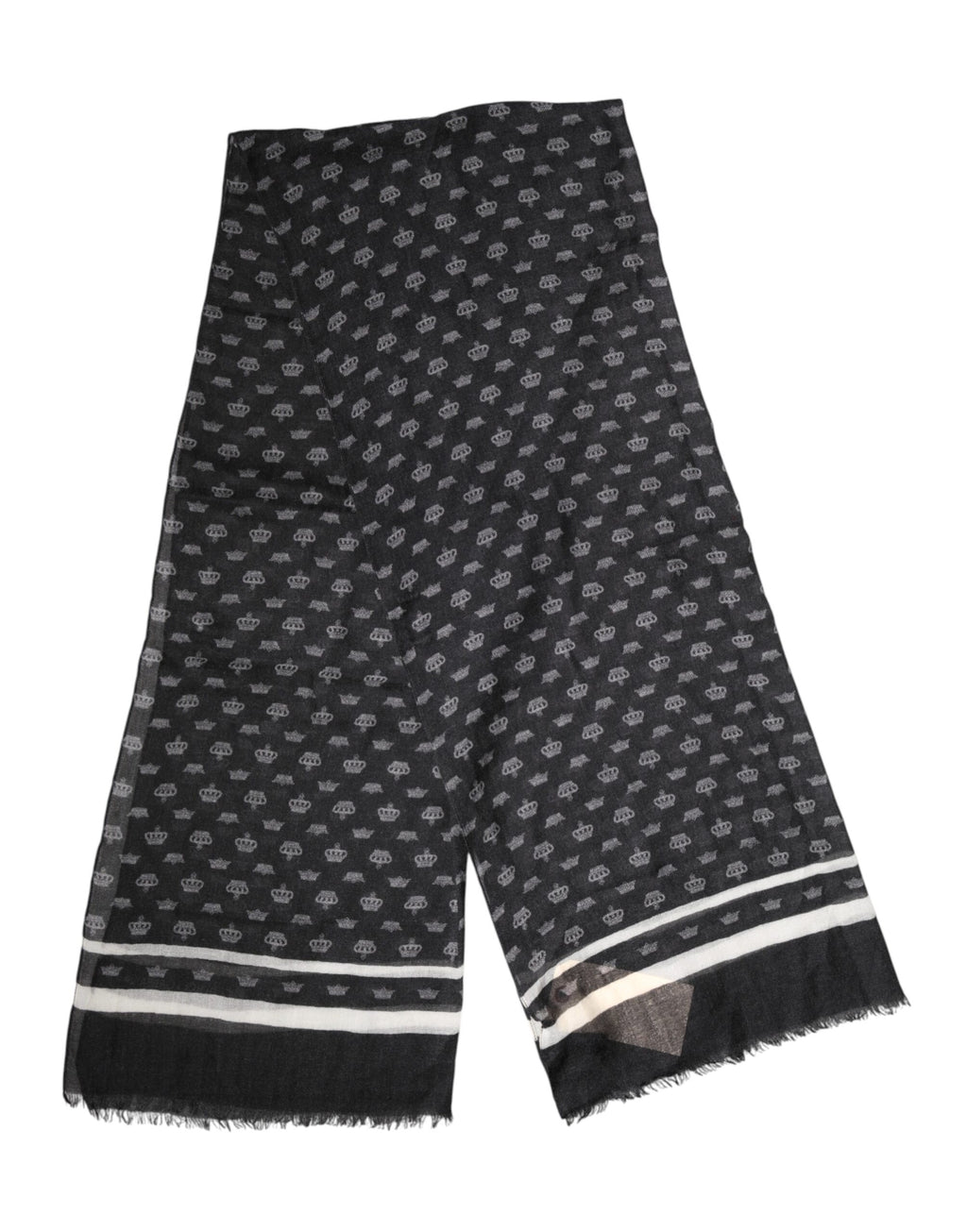 Dolce & Gabbana Black Crown Cashmere Neck Wrap Shawl Scarf - Eljoys Fashion 
