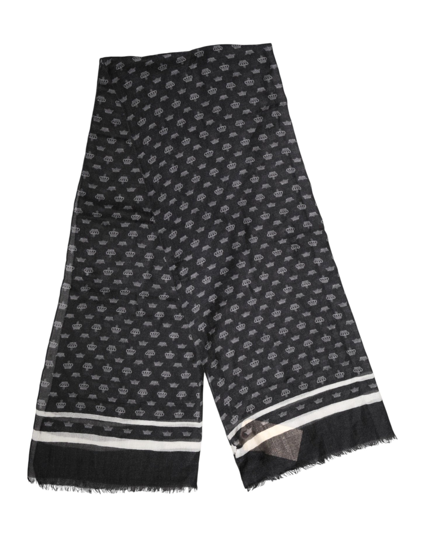 Dolce & Gabbana Black Crown Cashmere Neck Wrap Shawl Scarf Dolce & Gabbana