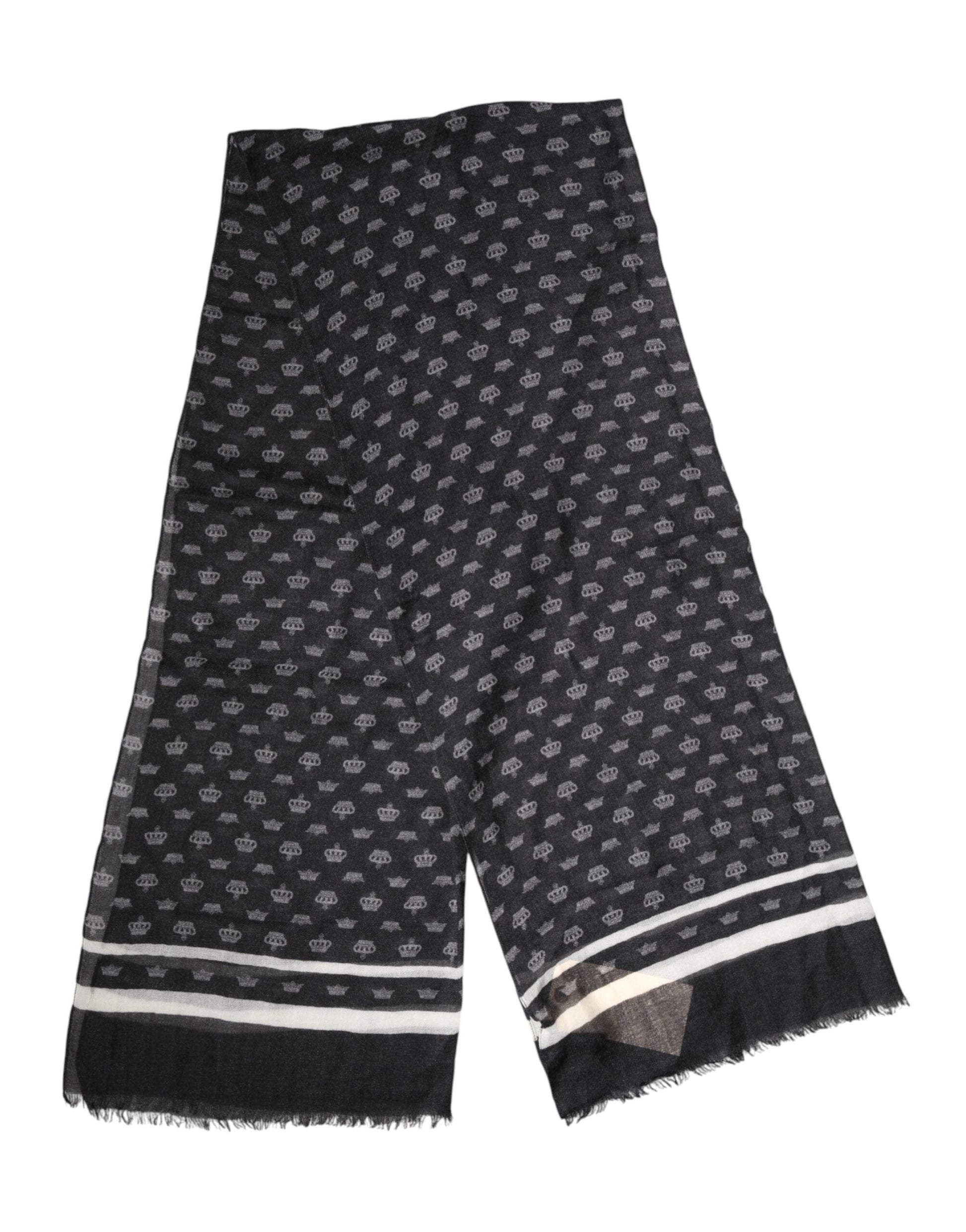 Dolce & Gabbana Black Crown Cashmere Neck Wrap Shawl Scarf Dolce & Gabbana