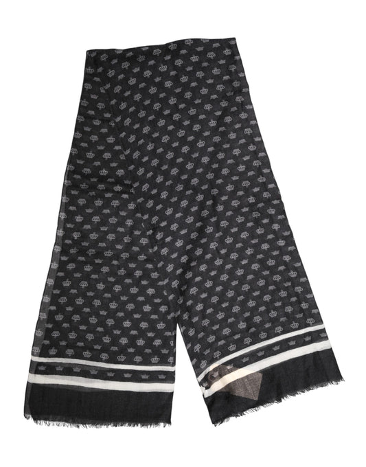 Dolce & Gabbana Black Crown Cashmere Neck Wrap Shawl Scarf Dolce & Gabbana