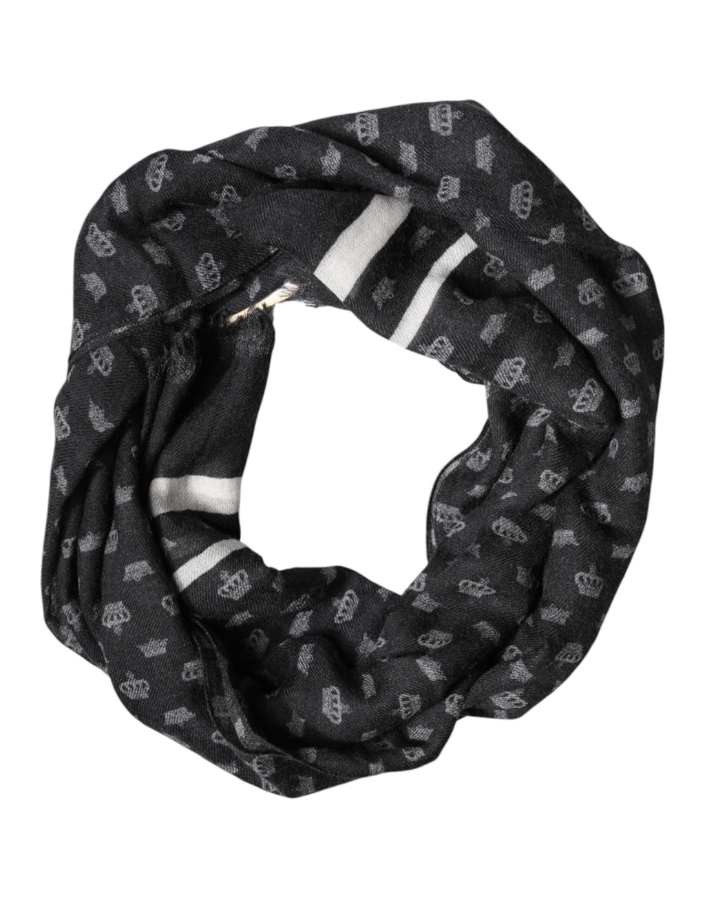 Dolce & Gabbana Black Crown Cashmere Neck Wrap Shawl Scarf - Eljoys Fashion 