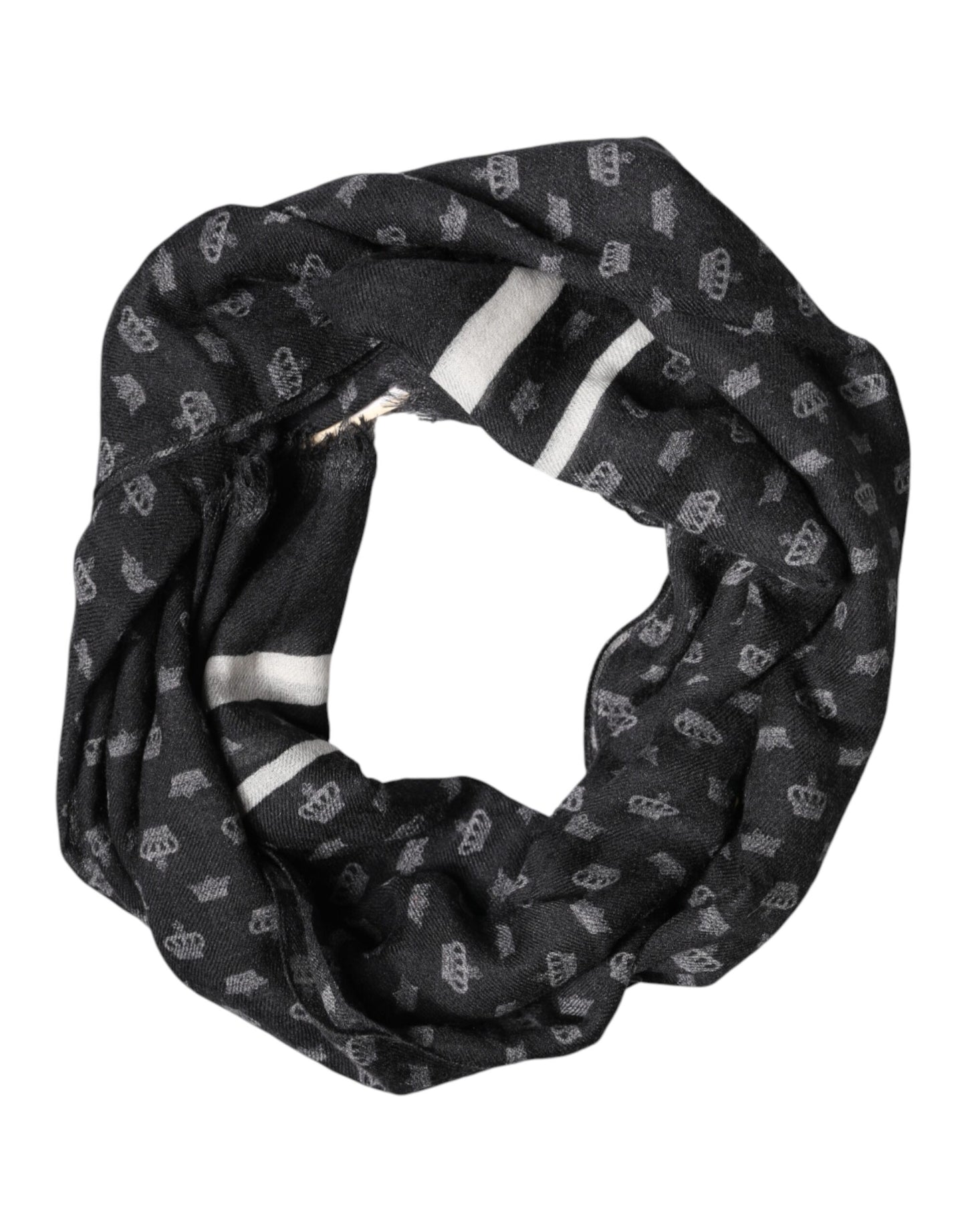 Dolce & Gabbana Black Crown Cashmere Neck Wrap Shawl Scarf Dolce & Gabbana