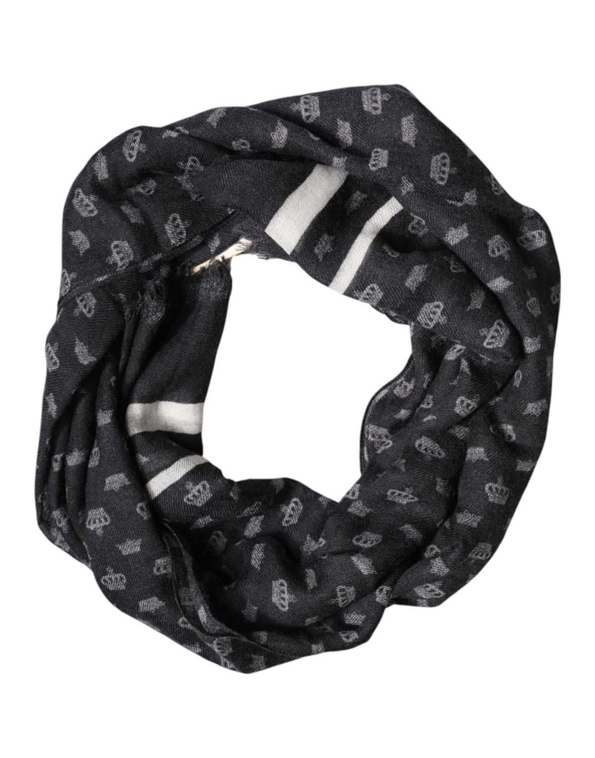 Dolce & Gabbana Black Crown Cashmere Neck Wrap Shawl Scarf - Eljoys Fashion 