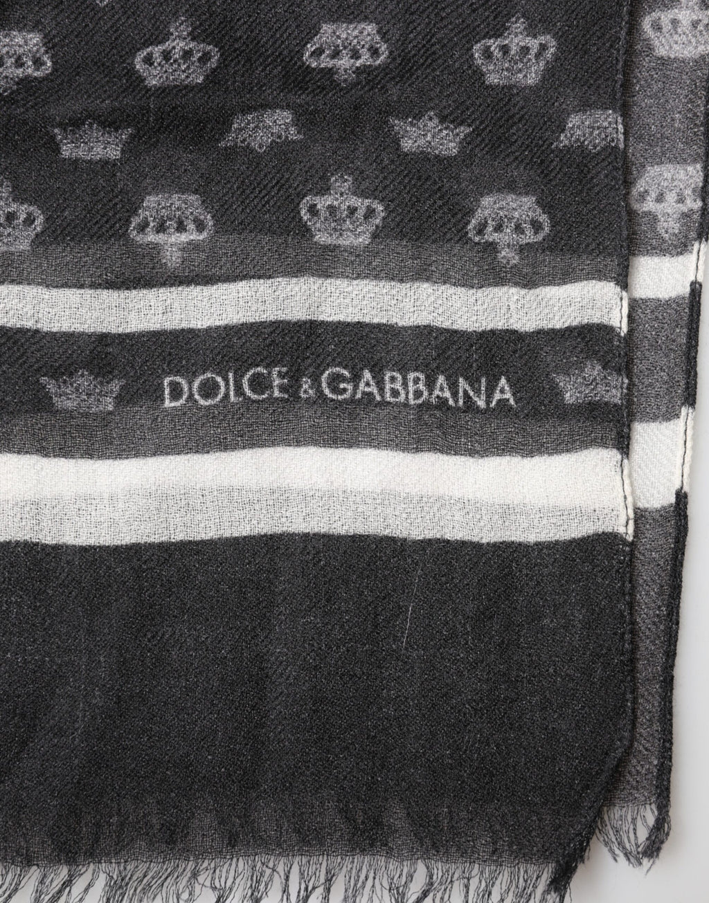 Dolce & Gabbana Black Crown Cashmere Neck Wrap Shawl Scarf - Eljoys Fashion 