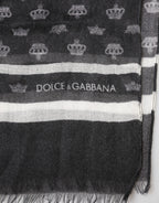 Dolce & Gabbana Black Crown Cashmere Neck Wrap Shawl Scarf - Eljoys Fashion 