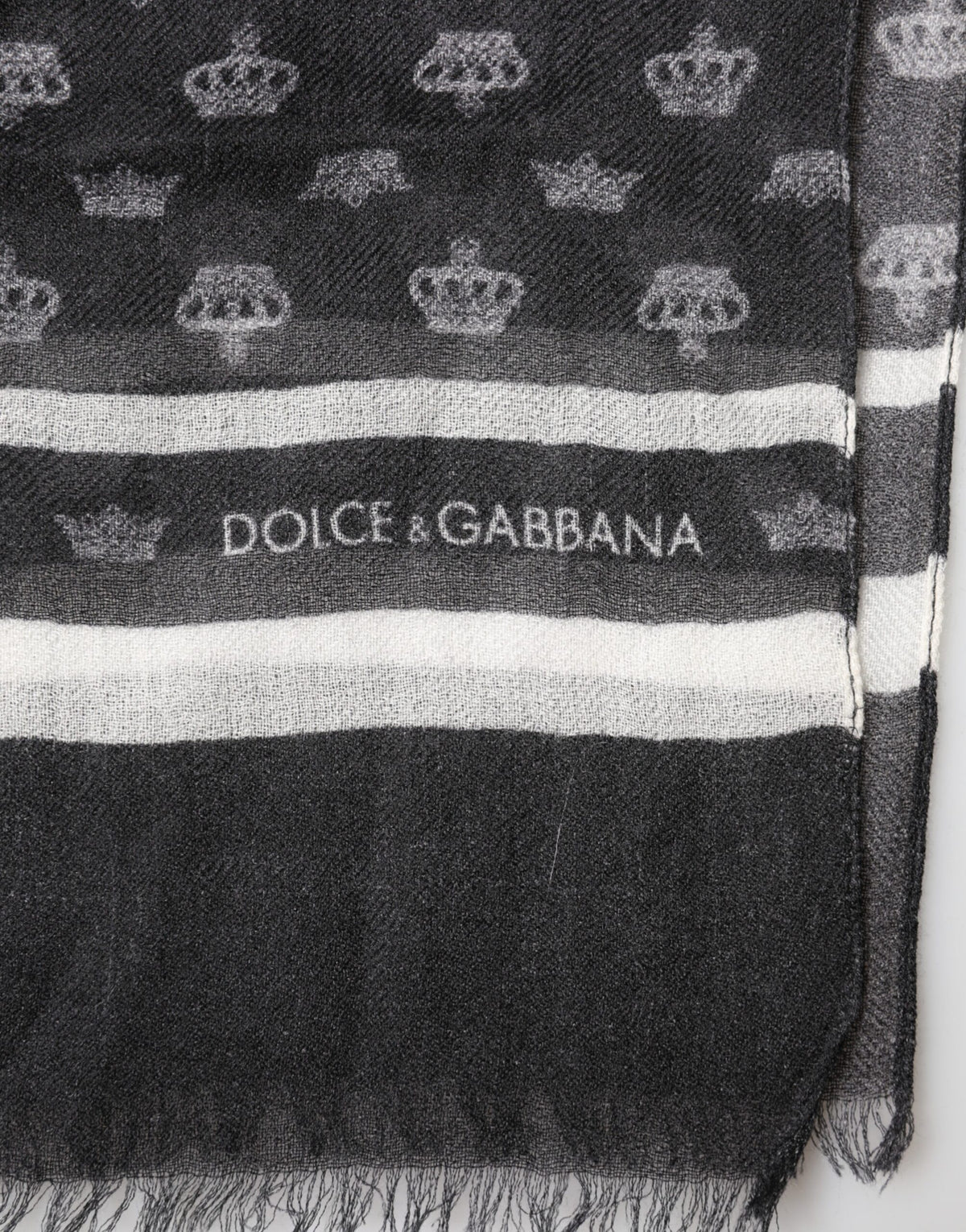 Dolce & Gabbana Black Crown Cashmere Neck Wrap Shawl Scarf - Eljoys Fashion 
