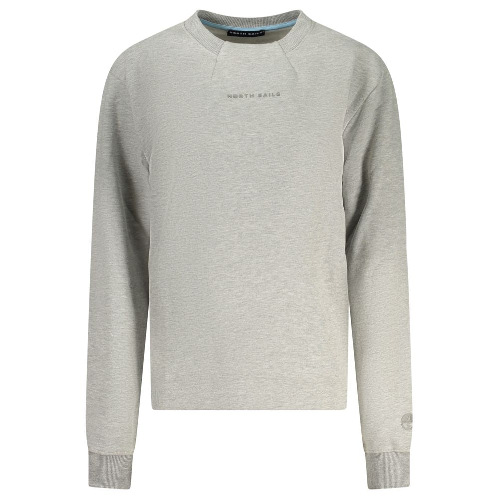 North Sails Grigio cotton women's sweatshirt with a relaxed fit and crew neckline, showcased on a plain background.