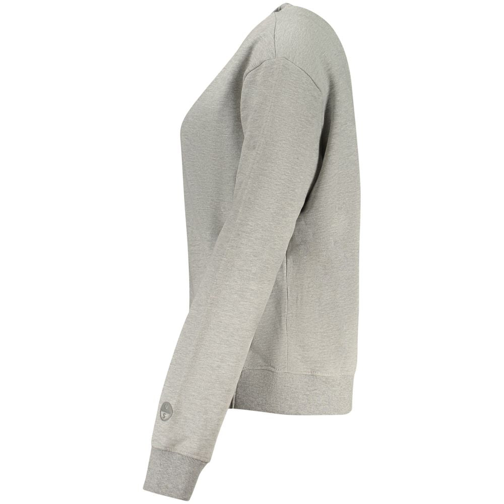 North Sails Grigio cotton women's sweatshirt with a relaxed fit and crew neckline, displayed on a hanger.