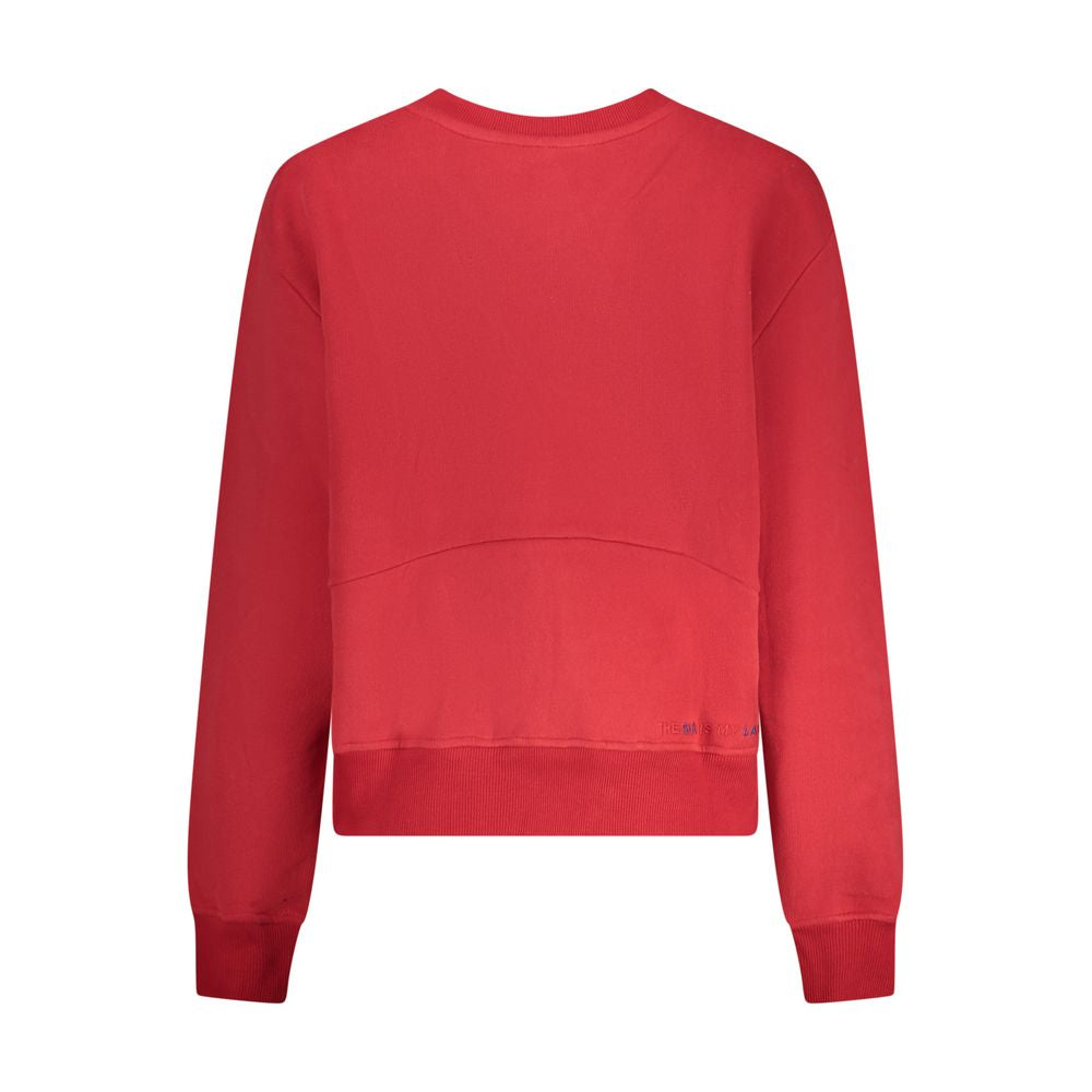 Red cotton women's sweatshirt by North Sails featuring a casual fit and ribbed cuffs, displayed on a hanger.