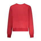 Red cotton women's sweatshirt by North Sails featuring a casual fit and ribbed cuffs, displayed on a hanger.
