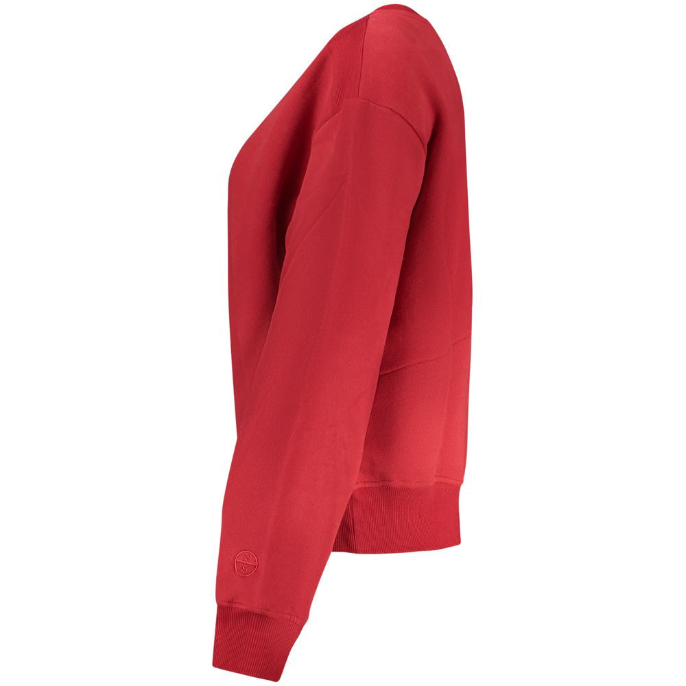 Red cotton women's sweatshirt by North Sails featuring a relaxed fit and classic crew neckline.