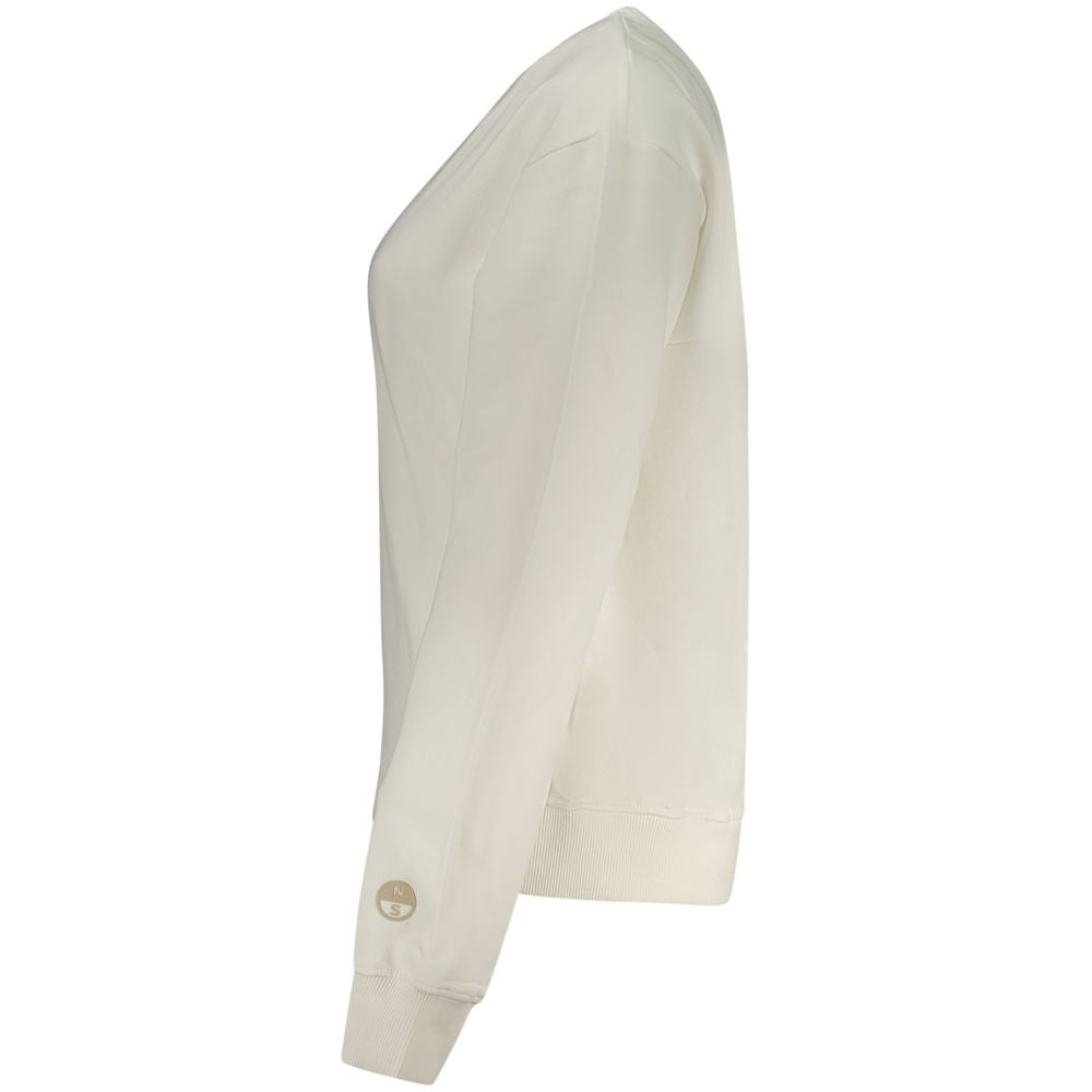White cotton women's sweatshirt by North Sails featuring a relaxed fit and casual style, shown on a model.