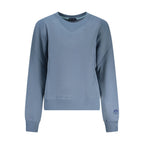 North Sails blue cotton women's sweater displayed on a hanger, showcasing a casual, comfortable knit with a round neckline.