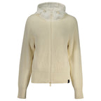 White North Sails women's polyester cardigan with a relaxed fit and button closure, styled with front pockets.