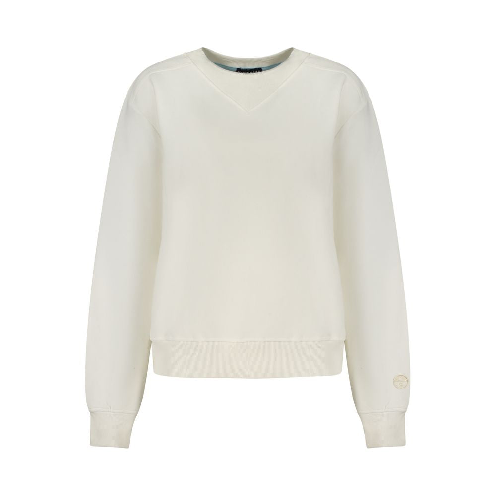 North Sails Bianco Cotton women's sweatshirt displayed on a hanger, featuring a classic white design and comfortable fit.