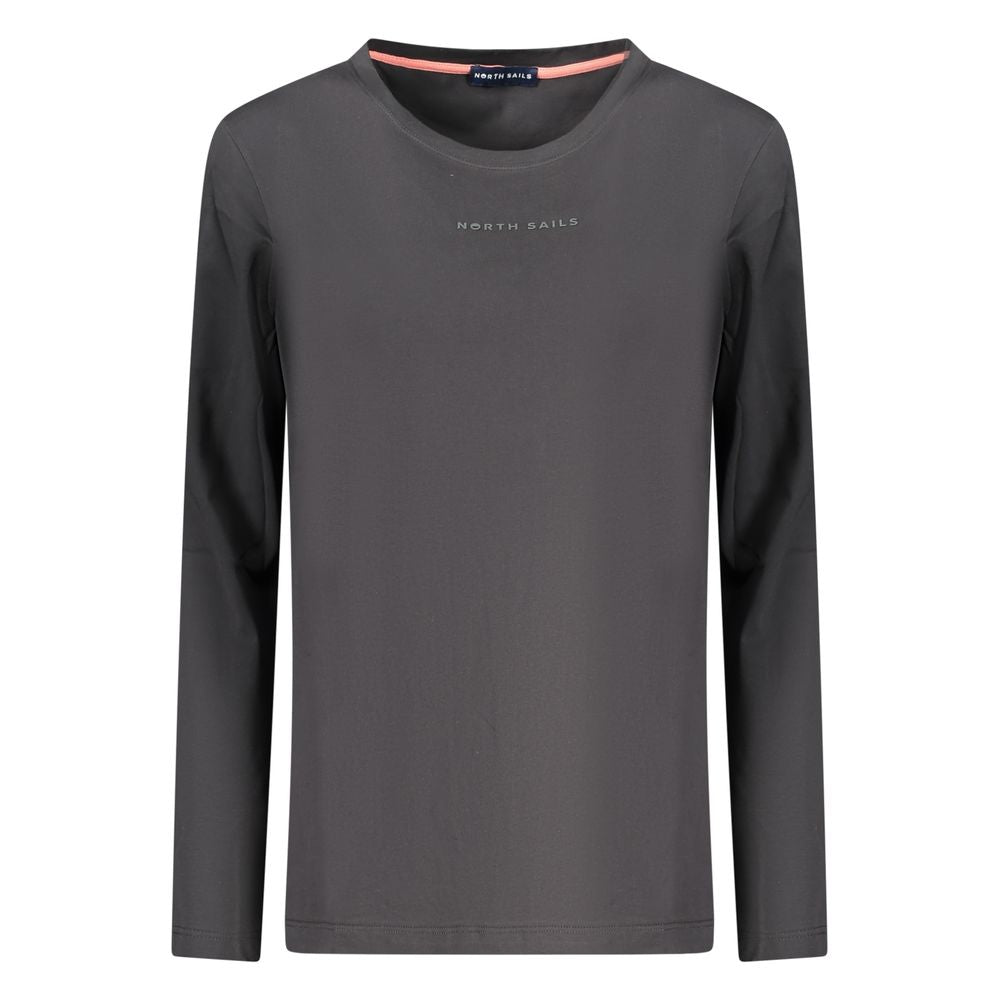 Black cotton women's T-shirt by North Sails featuring a casual fit and short sleeves.