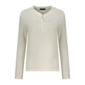 North Sails Bianco polyester women's sweater with a crew neck and long sleeves, in white fabric, displayed on a hanger.