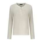 North Sails Bianco polyester women's sweater with a crew neck and long sleeves, in white fabric, displayed on a hanger.