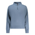 North Sails blue cotton women's sweatshirt displayed on a hanger with a casual fit and ribbed cuffs.