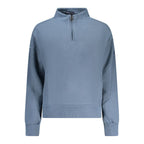 North Sails blue cotton women's sweatshirt displayed on a hanger with a casual fit and ribbed cuffs.