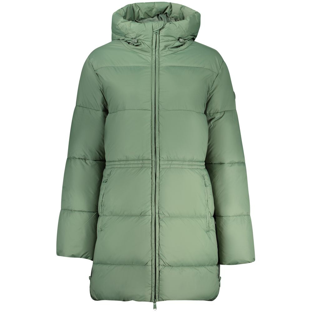 North Sails Verde polyester women's jacket displayed on a hanger, showcasing its stylish design and lightweight fabric.