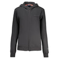 Black cotton women's hoodie by North Sails featuring a casual fit and hood with front pocket and logo detail.