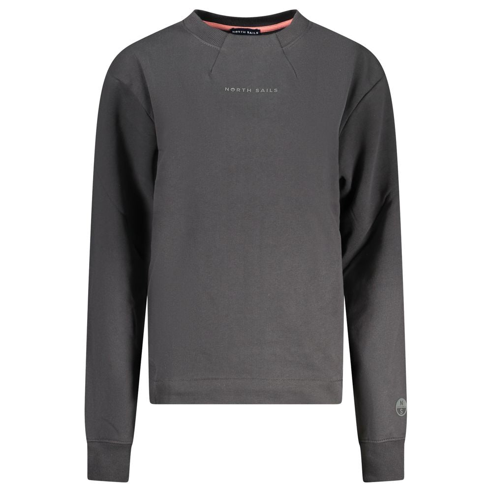 Black North Sails cotton women's sweatshirt with a relaxed fit, featuring the North Sails logo on the front.