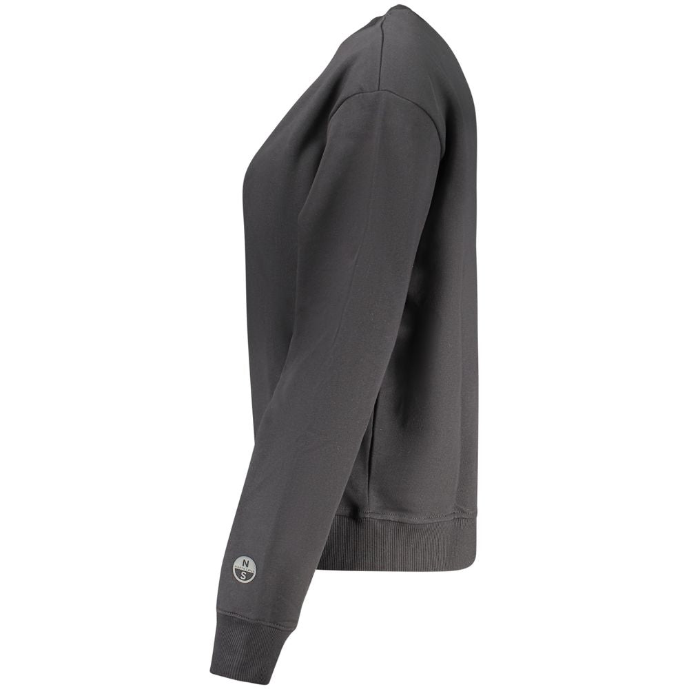 Black North Sails cotton women's sweatshirt with a relaxed fit and crew neckline, displayed on a neutral background.