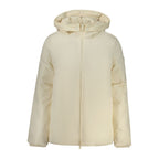 North Sails Bianco polyester women's jacket displayed on a hanger, featuring a sleek design and lightweight fabric.