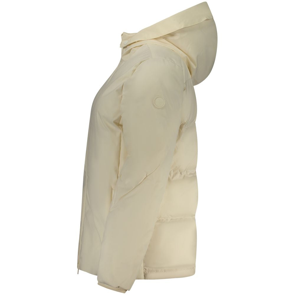 North Sails Bianco polyester women's jacket hanging on a rack, showcasing lightweight, stylish outerwear for women.