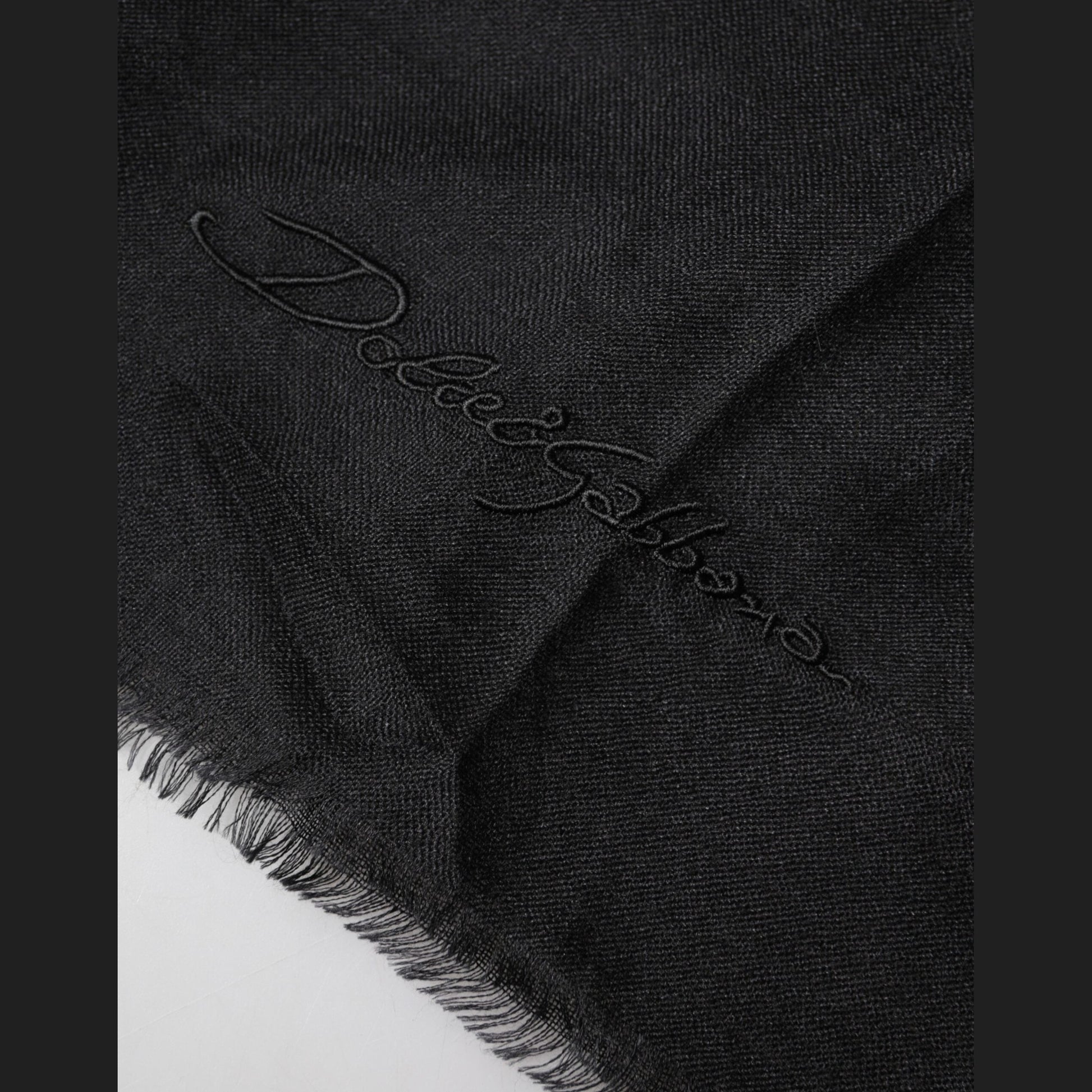 Dolce & Gabbana Black Cashmere Knit Neck Wrap Shawl Scarf Dolce & Gabbana