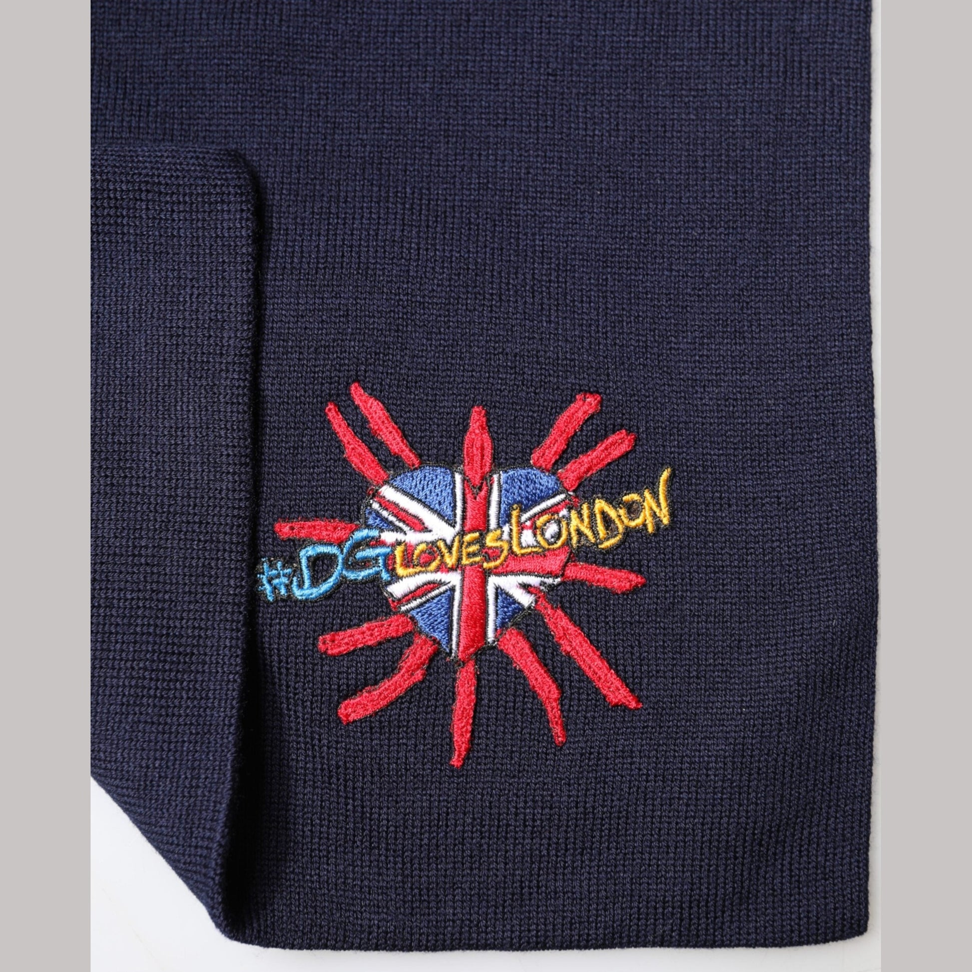 Dolce & Gabbana Blue Wool DG Loves London Neck Wrap Scarf Dolce & Gabbana