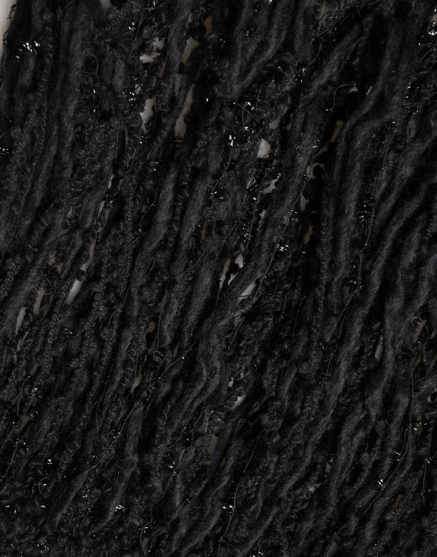 Dolce & Gabbana Black Cashmere Knit Shawl Fringes Scarf Dolce & Gabbana