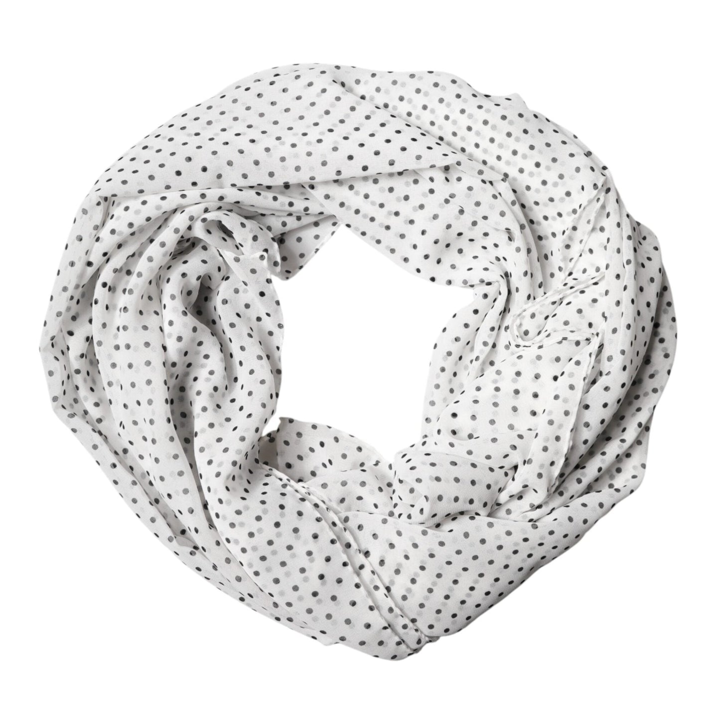 Dolce & Gabbana White Polka Dot Polyester Shawl Scarf Dolce & Gabbana