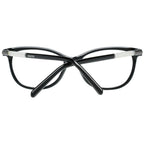 Swarovski black metal and plastic eyeglass frames with clear lenses, stylish and modern design.