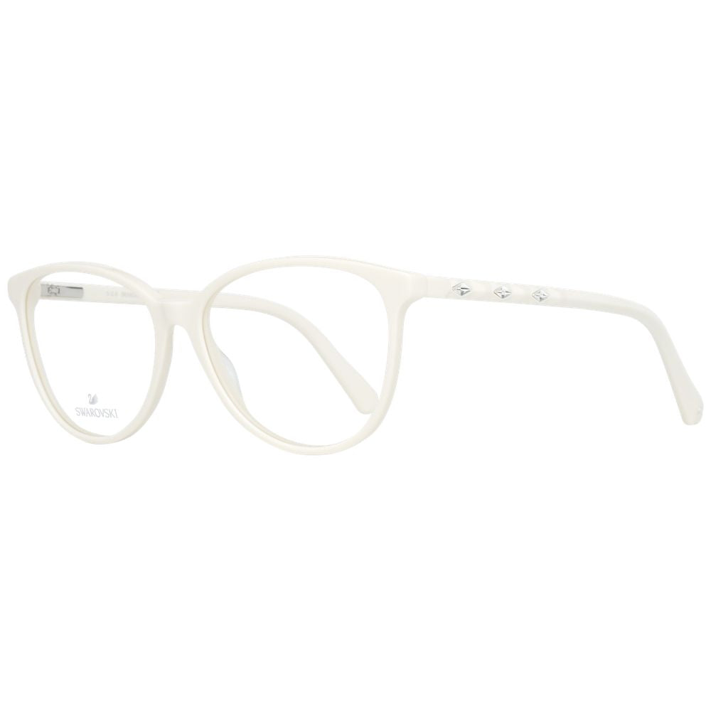 Swarovski beige plastic eyeglass frames with clear lenses, stylish and lightweight for everyday wear.