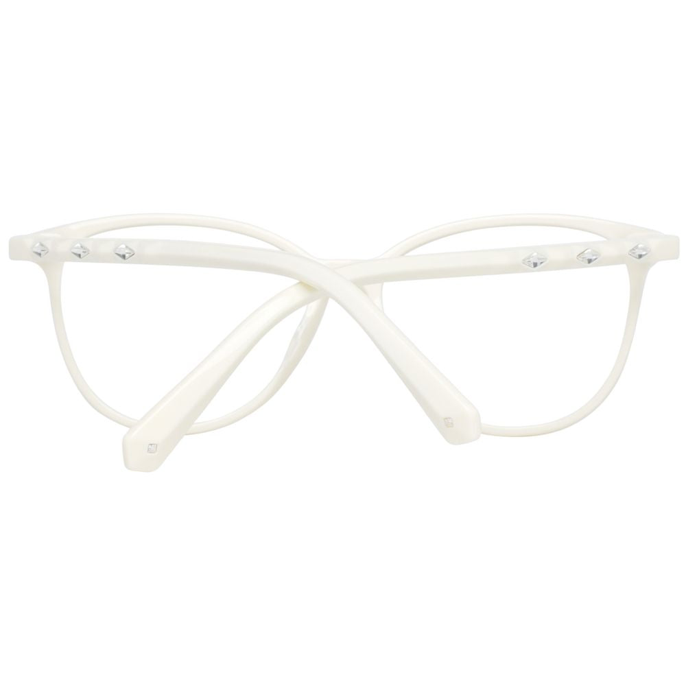 Swarovski beige plastic eyeglass frames with clear lenses, stylish and lightweight for everyday wear.
