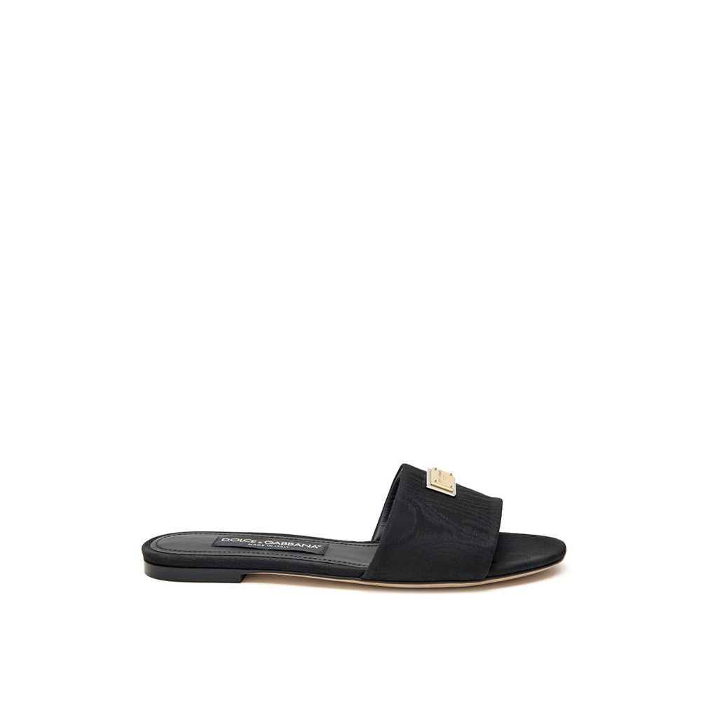 Dolce & Gabbana Black Polyester Slippers Dolce & Gabbana