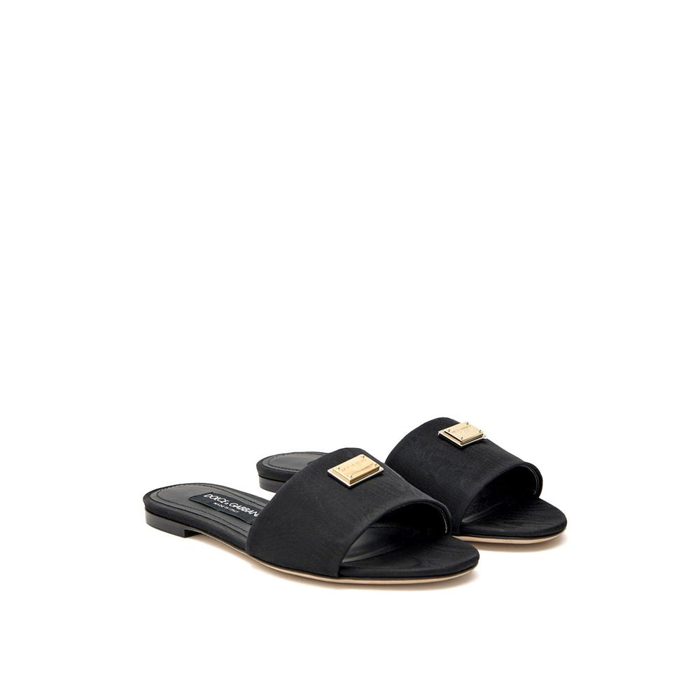 Dolce & Gabbana Black Polyester Slippers Dolce & Gabbana