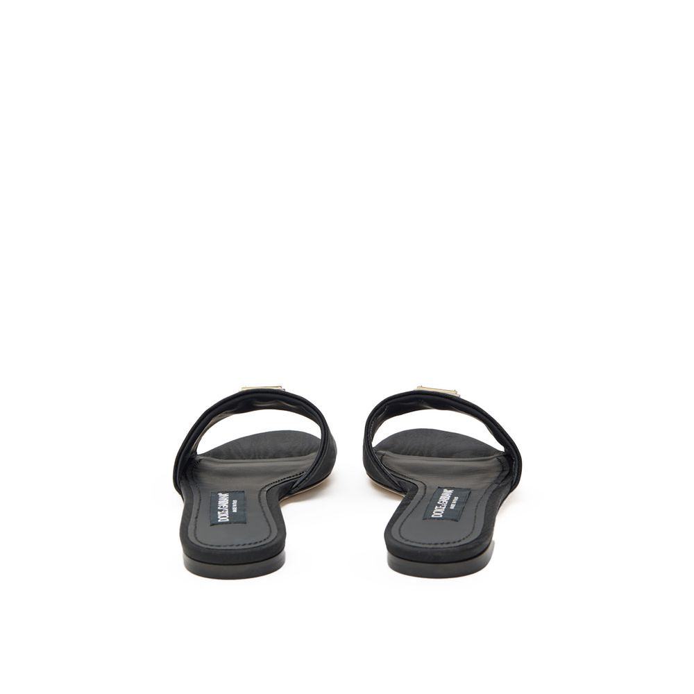 Dolce & Gabbana Black Polyester Slippers Dolce & Gabbana