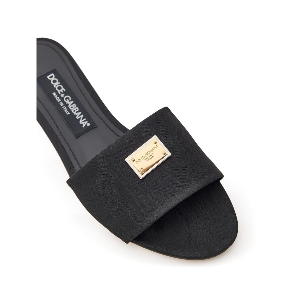 Dolce & Gabbana Black Polyester Slippers Dolce & Gabbana