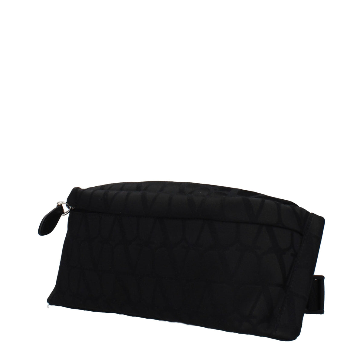 Valentino Garavani black fabric backpack with sleek design and adjustable straps, featuring logo accents and top handle for versatile carrying.