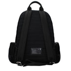 Dolce & Gabbana black nylon backpack with adjustable straps and logo detail, suitable for casual and everyday use.