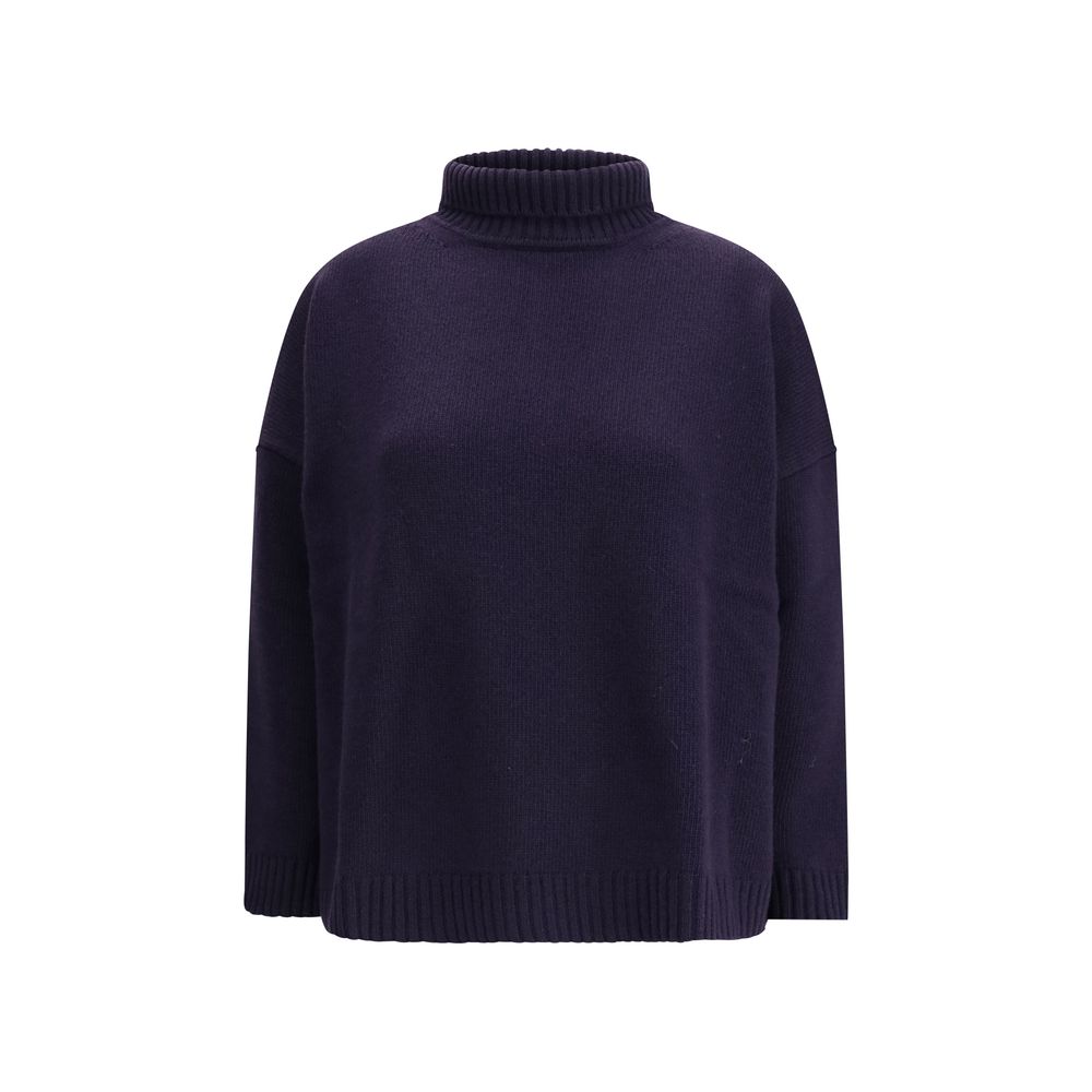 Max Mara Blue Fleece Wool Turtleneck Max Mara