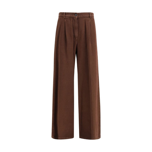 Max Mara Brown Cotton Casual Pants Max Mara
