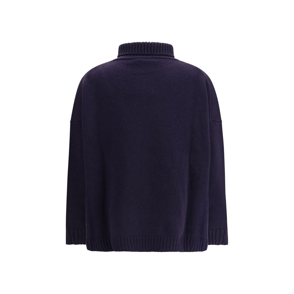 Max Mara Blue Fleece Wool Turtleneck Max Mara